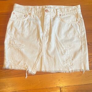We The Free Cream/White Denim Skirt Size 8 (29)